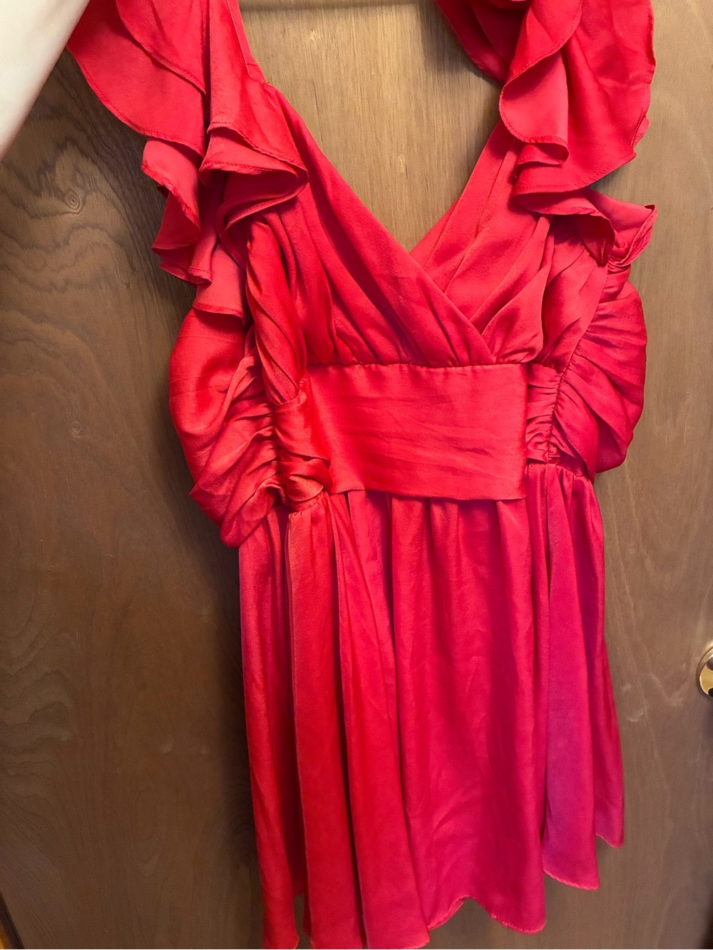 Lulu's Red Ruffle V-Neck Mini Dress